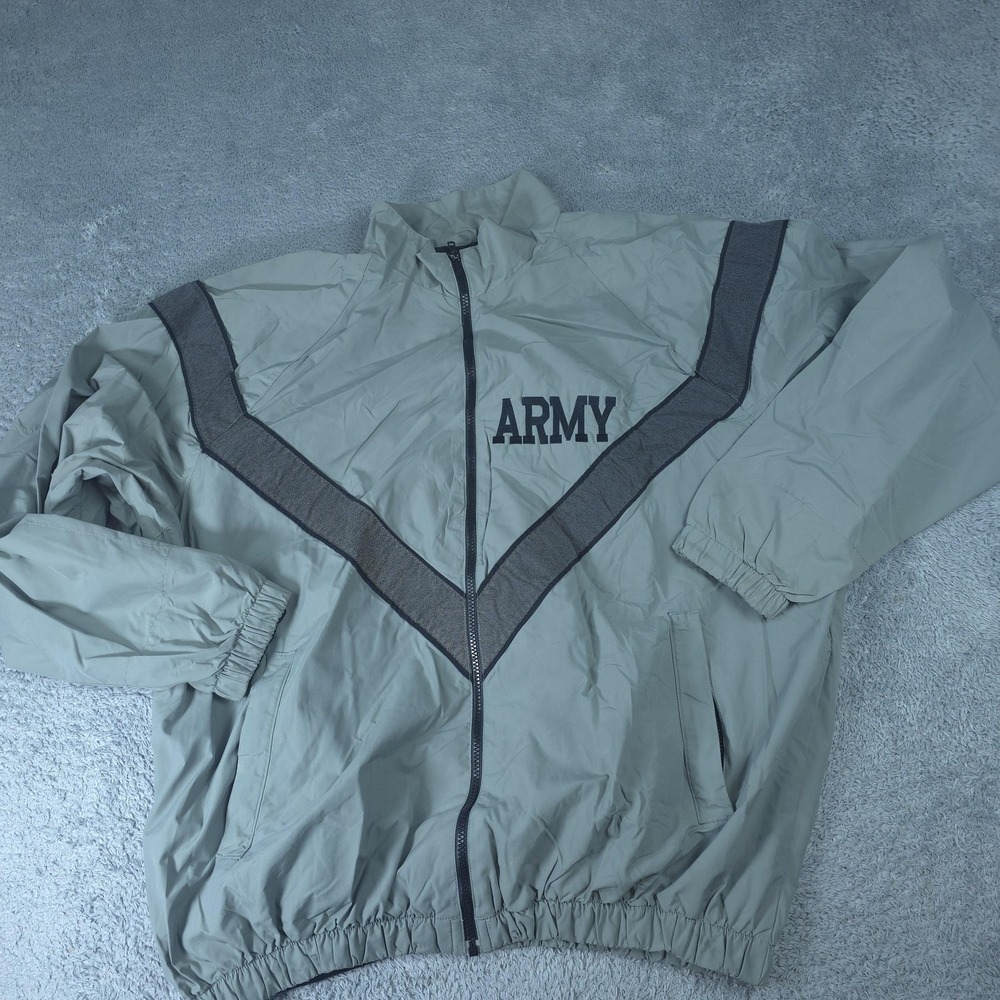 Vintage Army Jacket Mens XLT Gray skilcraft IPFU Reflective PT Windbreaker